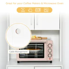 HOMCOM Modern Kitchen Cupboard with Storage Cabinets, 3 Drawers and Open Countertop for Living Room, White - 6