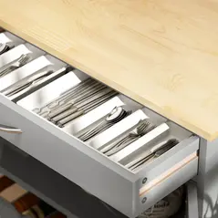 HOMCOM Modern Kitchen Trolley, Rolling Island Storage Cart with Drawer, 9-bottle Wine Rack, Door Cabinets, Wooden Countertop, Grey - 8