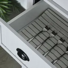 HOMCOM Multi-Storage Mid-Century Kitchen Cabinet - Grey - 8