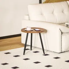 HOMCOM Modern Round Coffee Table with Steel Frame for Small Space, Sofa Beside, Living Room, Bedroom, Chestnut Wood Effect - 6