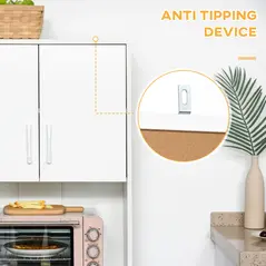 HOMCOM Modern Kitchen Cupboard with Storage Cabinets, 3 Drawers and Open Countertop for Living Room, White - 7