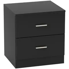 HOMCOM Modern Bedside Table, Beside Cabinet with 2 Drawers, for Bedroom, Living Room, Black - 1