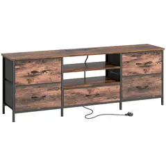 HOMCOM Multi-Storage Industrial TV Stand - Brown/Grey/Black - 1