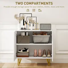 HOMCOM Modern Luxe High Gloss Sideboard, with Hairpin Legs - White - 5