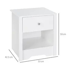 HOMCOM Modern Bedside Table, Nightstand with Drawer Shelf, End Table for Living room, Bedroom White - 3