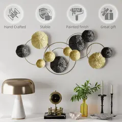 HOMCOM Metal Wall Art, Modern Hanging Wall Decor with Multi-Disc Design for Living Room - 6