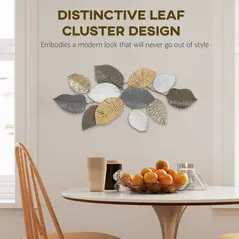 HOMCOM Metal Wall Art, Modern Hanging Wall Decor with Unique Leaf Design for Living Room Bedroom Entryway - 4