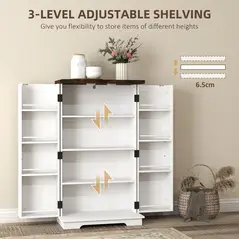 HOMCOM Multi-Storage Farmhouse Style Cabinet - White - 5