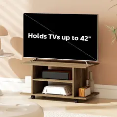 HOMCOM Modern TV Cabinet Stand Storage Shelves Table Mobile Bedroom Furniture Bookshelf Bookcase Walnut - 7