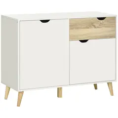 HOMCOM Modern Sideboard Storage Cabinet, Free Standing Accent Cupboard with Drawer, 2 Doors for Bedroom, Living Room, Hallway, White - 1
