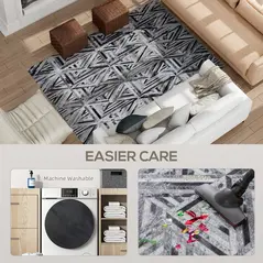 HOMCOM Modern Area Rug, Triangle Pattern Non-Slip Washable Rug, Chenille Floor Carpet for Living Room, Bedroom, Dining Room, Home Office, 230 x 160 cm, Black - 5
