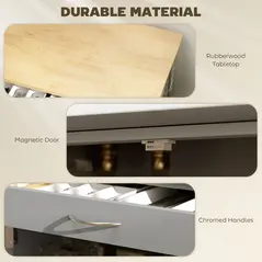 HOMCOM Modern Kitchen Trolley, Rolling Island Storage Cart with Drawer, 9-bottle Wine Rack, Door Cabinets, Wooden Countertop, Grey - 6