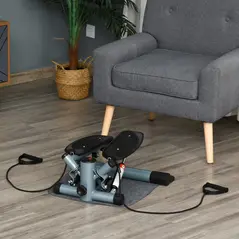 HOMCOM Mini Stepper Step Machine with Resistance Bands and Cushion Mat for Leg Arm Full Body Training Fitness Stair Stepper - 9