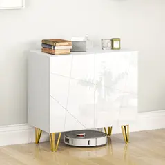 HOMCOM Modern Luxe High Gloss Sideboard, with Hairpin Legs - White - 9