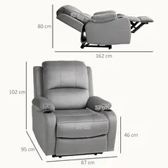 HOMCOM Microfibre Manual Reclining Armchair, with Footrest - Grey - 3