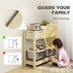 HOMCOM Modern Console Table with Fluted Panel Drawers, Narrow Hallway Table with Shelf for Entryway, Living Room, 90 x 30 x 76 cm, Natural Wood Finish - 6