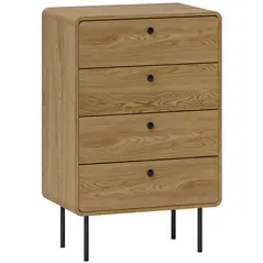HOMCOM Modern Chest of Drawers with 4 Drawers - Oak - 1
