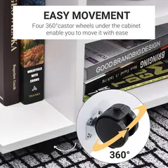 HOMCOM Modern TV Cabinet Stand Storage Shelves Table Mobile Bedroom Furniture Bookshelf Bookcase White - 6