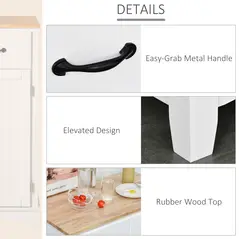 HOMCOM Modern Kitchen Cupboard, Wooden Storage Cabinet, Tableware Organizer with 2 Drawers for Living & Dining Room, White - 6