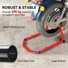 HOMCOM Motorcycle Stand, Front/Rear Paddock Stand, with 390 kg Weight Capacity, Red - 5