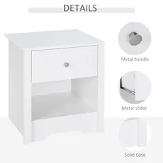 HOMCOM Modern Bedside Table, Nightstand with Drawer Shelf, End Table for Living room, Bedroom White - 5