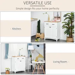 HOMCOM Modern Kitchen Cupboard, Wooden Storage Cabinet, Tableware Organizer with 2 Drawers for Living & Dining Room, White - 7