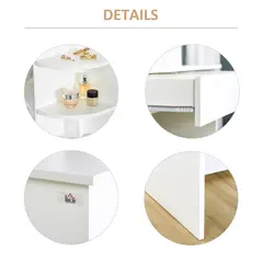 HOMCOM Modern Dressing Table Writing Desk W/ Mirror, Big Drawers, 2-Tier Open Shelf For Home Bedroom White - 5