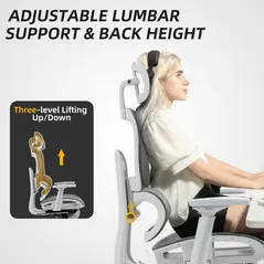 HOMCOM Multi-Adjustable Mesh Office Chair - Grey and White - 8