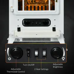 HOMCOM Modern Electric Fireplace, Freestanding Electric Stove Fire with Flame Effect, 950/1850W, White - 6