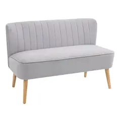 HOMCOM Modern Velvet Double Seat Sofa w/ Wood Frame Foam Padding Soft Comfortable Compact Couch Light Grey - 1