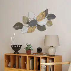 HOMCOM Metal Wall Art, Modern Hanging Wall Decor with Unique Leaf Design for Living Room Bedroom Entryway - 8