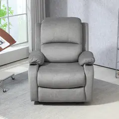 HOMCOM Microfibre Manual Reclining Armchair, with Footrest - Grey - 8