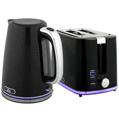 HOMCOM Modern Kettle and Toaster Set - Black - 1