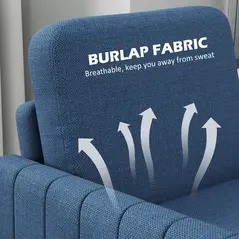 HOMCOM Modern Boxy Linen-Look Armchair - Blue - 6