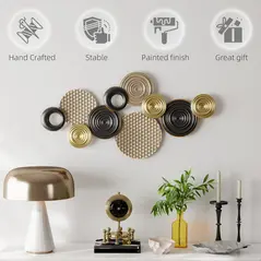 HOMCOM Metal Wall Art, Modern Hanging Wall Decor with Multi-Disc Design for Living Room Bedroom Dining Room - 6
