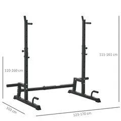 HOMCOM Multifunction Barbell Squat Rack Stand Heavy-Duty Strength Training Dumbbell Rack Adjustable Height Weight Lifting Bench Press Dip Station for Home Gym, Black - 3