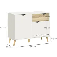 HOMCOM Modern Sideboard Storage Cabinet, Free Standing Accent Cupboard with Drawer, 2 Doors for Bedroom, Living Room, Hallway, White - 3