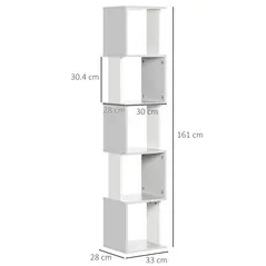 HOMCOM Modern 5-Tier Bookshelf, Freestanding Bookcase Storage Shelving for Living Room Home Office Study, White and Light Grey - 3
