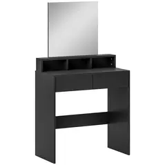 HOMCOM Multi-Storage Dressing Table, with Mirror - Black - 1