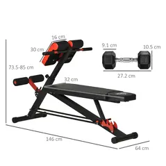 HOMCOM Multifunction Weight Bench with 2 Dumbbells, 7-Level Adjustable Hyper Extension Sit-up Bench - 3