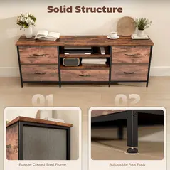 HOMCOM Multi-Storage Industrial TV Stand - Brown/Grey/Black - 6