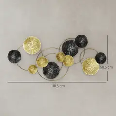 HOMCOM Metal Wall Art, Modern Hanging Wall Decor with Multi-Disc Design for Living Room - 3