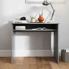 HOMCOM Modern Computer Desk, Home Office Table, Small Writing Desk with Storage Shelf, 90 x 50cm, Grey - 8