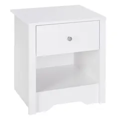 HOMCOM Modern Bedside Table, Nightstand with Drawer Shelf, End Table for Living room, Bedroom White - 1