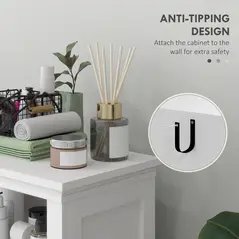 HOMCOM Multi-Storage Modern Bathroom Cabinet - White - 6