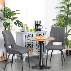 HOMCOM Modern Round Dining Table Leisure Coffee Bistro Table with Metal Base for Kitchen & Dining Room Brown - 2