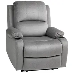 HOMCOM Microfibre Manual Reclining Armchair, with Footrest - Grey - 1