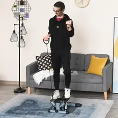 HOMCOM Mini Stepper Step Machine with Resistance Bands and Cushion Mat for Leg Arm Full Body Training Fitness Stair Stepper - 2