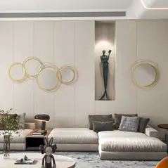 HOMCOM Metal Wall Mirrors, 107cm Modern Decorative Gold Mirror Decor Hanging, Home Wall Sculptures for Living Room Bedroom Dining Room - 8