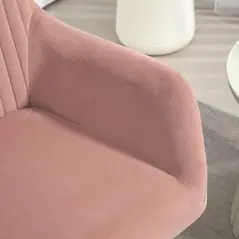 HOMCOM Modern Arm Chair Set of 2 Upholstered Accent Chair with Metal Base for Living Room Pink - 8